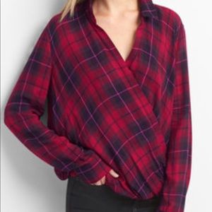 *NWT* Gap Kimono Wrap Plaid Blouse